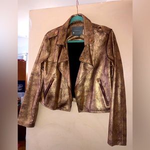 Pink Gold Metallic Cropped Faux Leather jacket. Excellent condition.